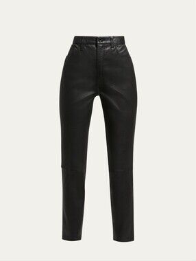 rag & bone Black High-Rise 100% Lamb Leather Pant
